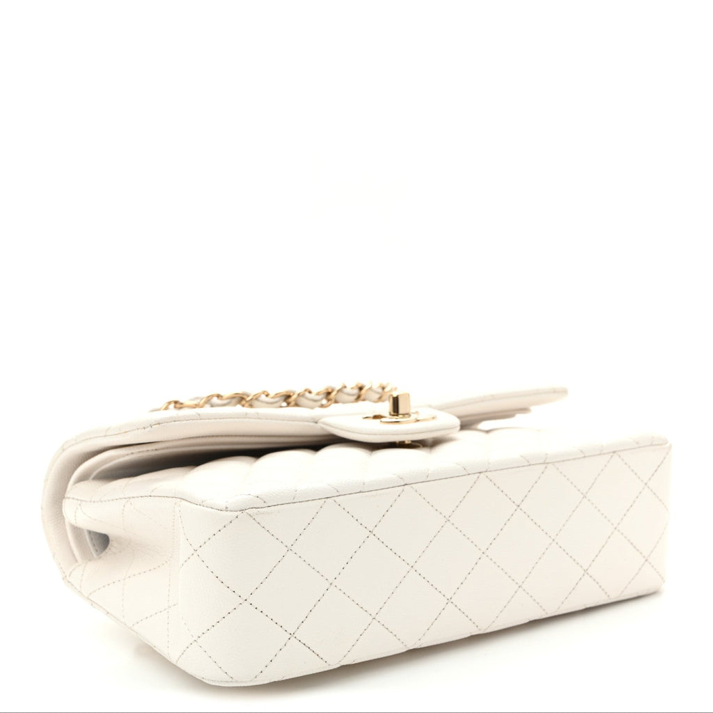 Caviar Quilted Small Double Flap White At My store