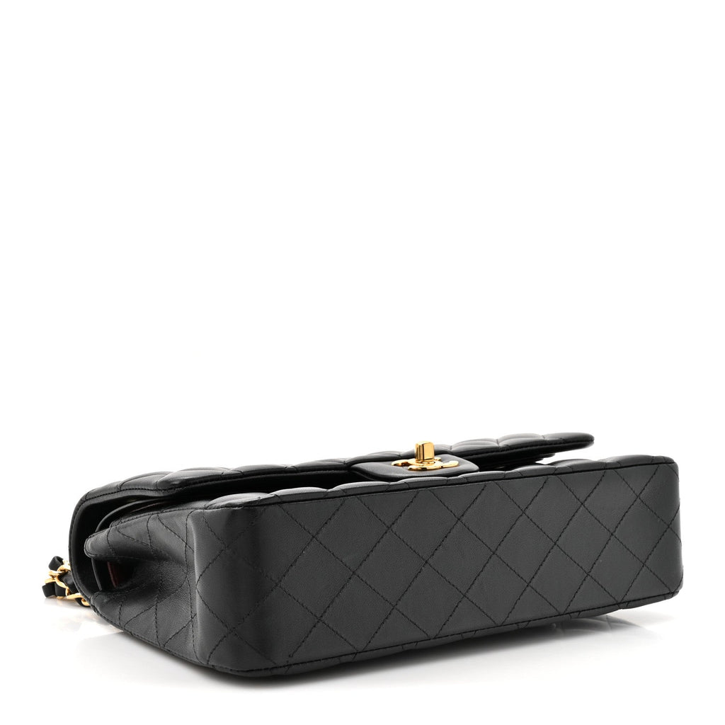 Lambskin Quilted Small Double Flap Black At My store
