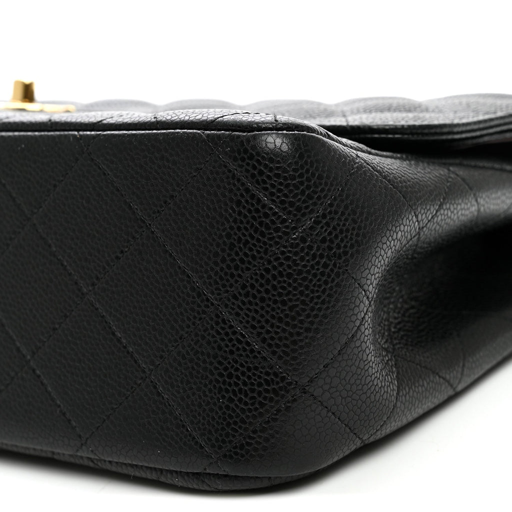 Caviar Quilted Jumbo Double Flap Black At My store