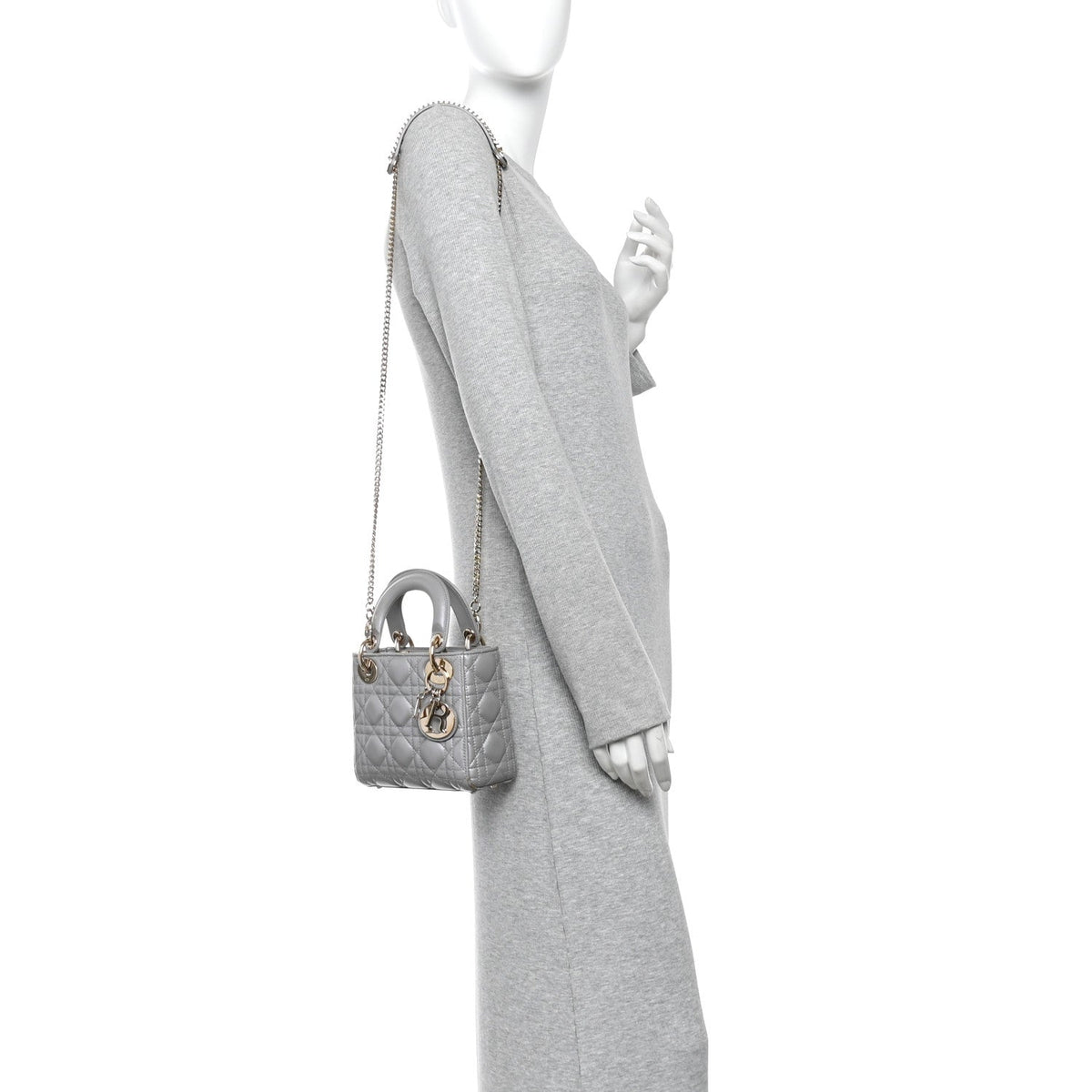 Lambskin Cannage Mini Lady Dior Gray Opaline Gray Opaline AT My store