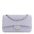 Caviar Quilted Medium Double Flap Light Purple At My store