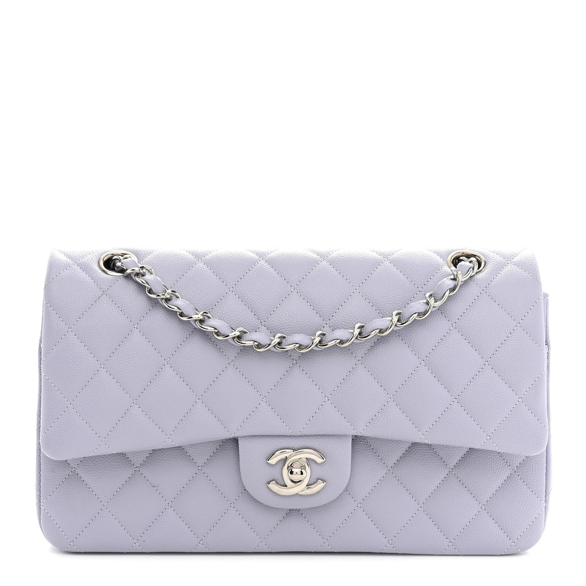 Caviar Quilted Medium Double Flap Light Purple At My store