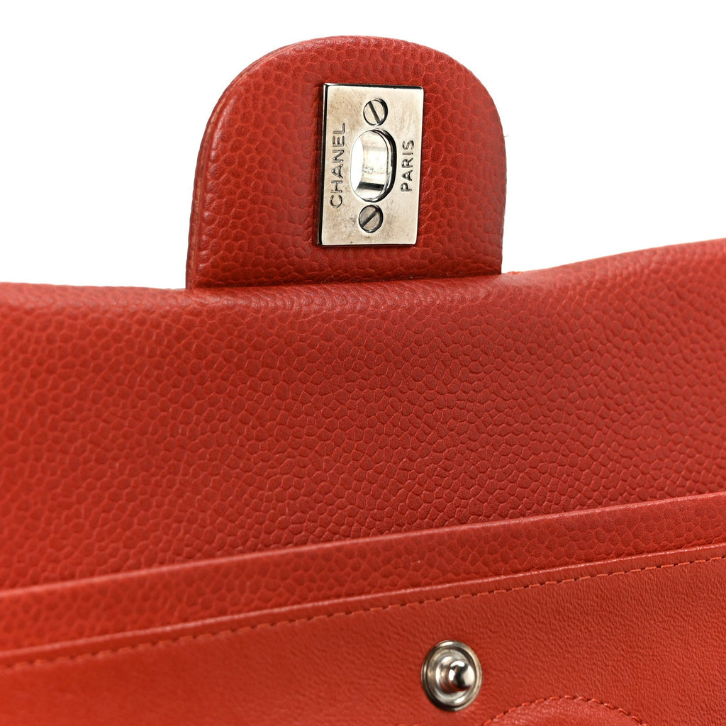 Caviar Quilted Medium Double Flap Red At My store