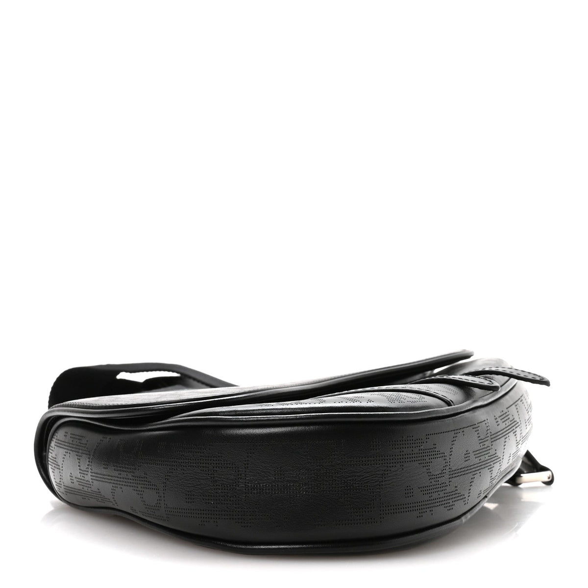 Calfskin Perforated Oblique Galaxy Mens Saddle Bag Black AT My store