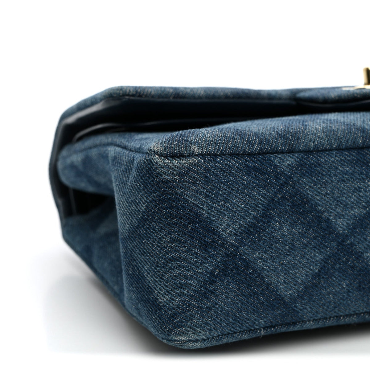 Printed Denim Quilted Small Double Flap Light Blue At My store
