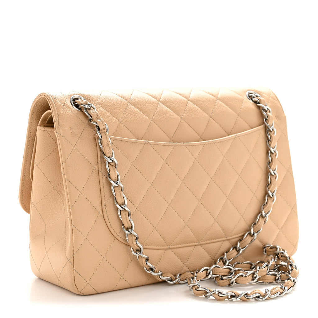 Caviar Quilted Jumbo Double Flap Beige Clair At My store