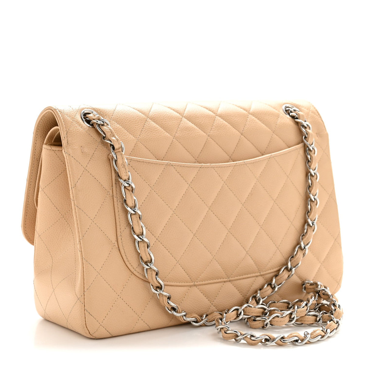 Caviar Quilted Jumbo Double Flap Beige Clair At My store
