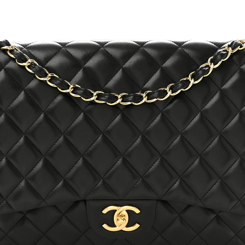 Lambskin Quilted Maxi Double Flap Black At My store