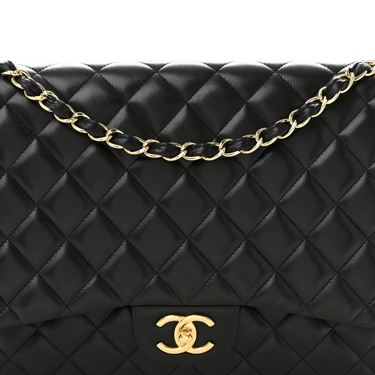Lambskin Quilted Maxi Double Flap Black At My store