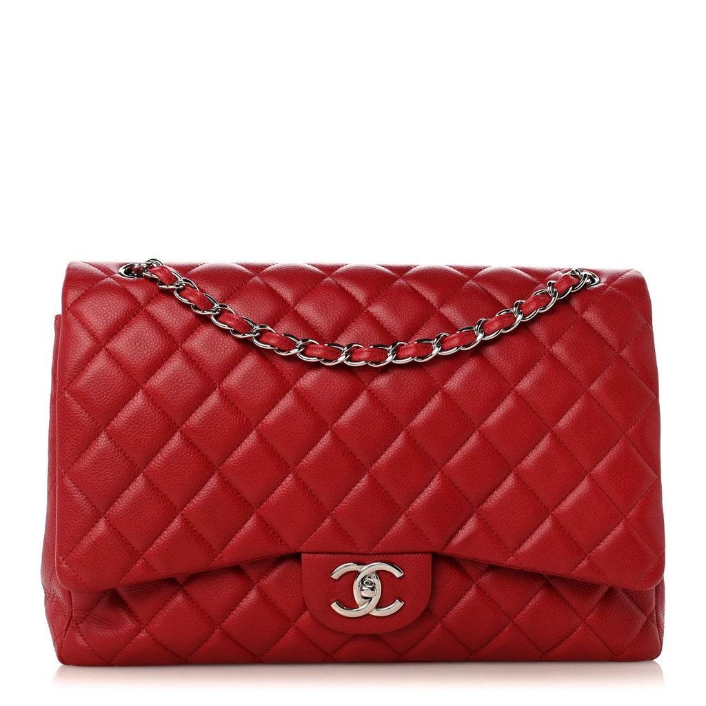 Caviar Quilted Maxi Double Flap Dark Red At My store