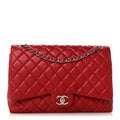 Caviar Quilted Maxi Double Flap Dark Red At My store