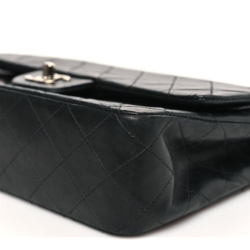 Lambskin Quilted Medium Double Flap Black At My store