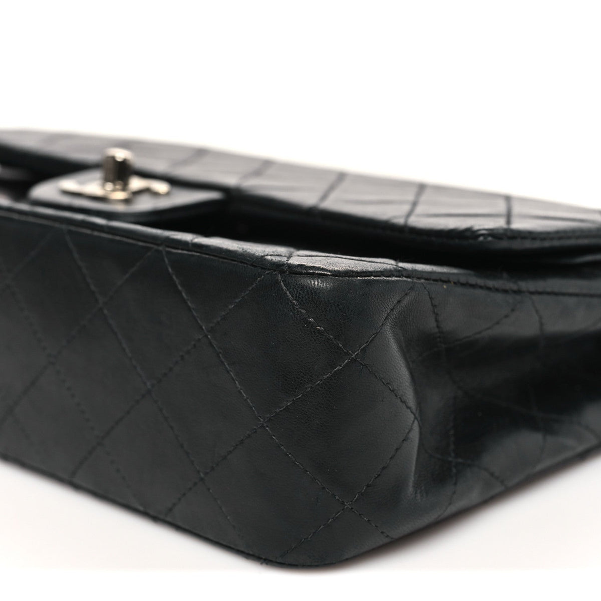 Lambskin Quilted Medium Double Flap Black At My store