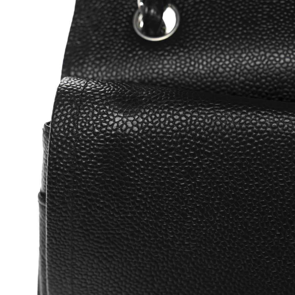 Caviar Quilted Jumbo Double Flap Black At My store
