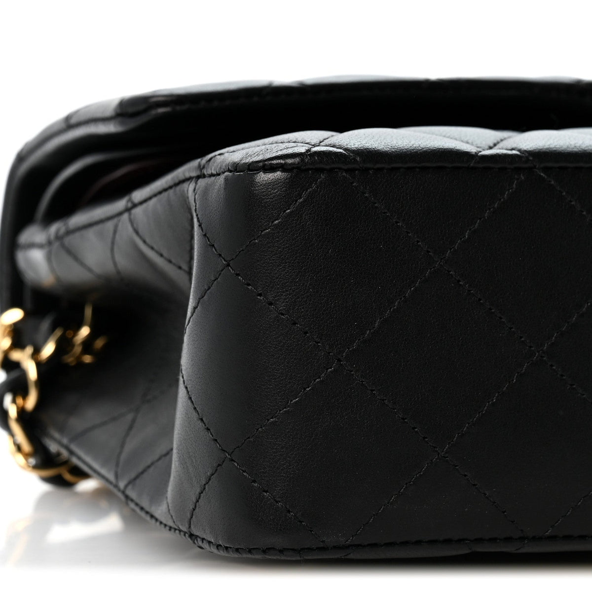 Lambskin Quilted Medium Double Flap Black At My store