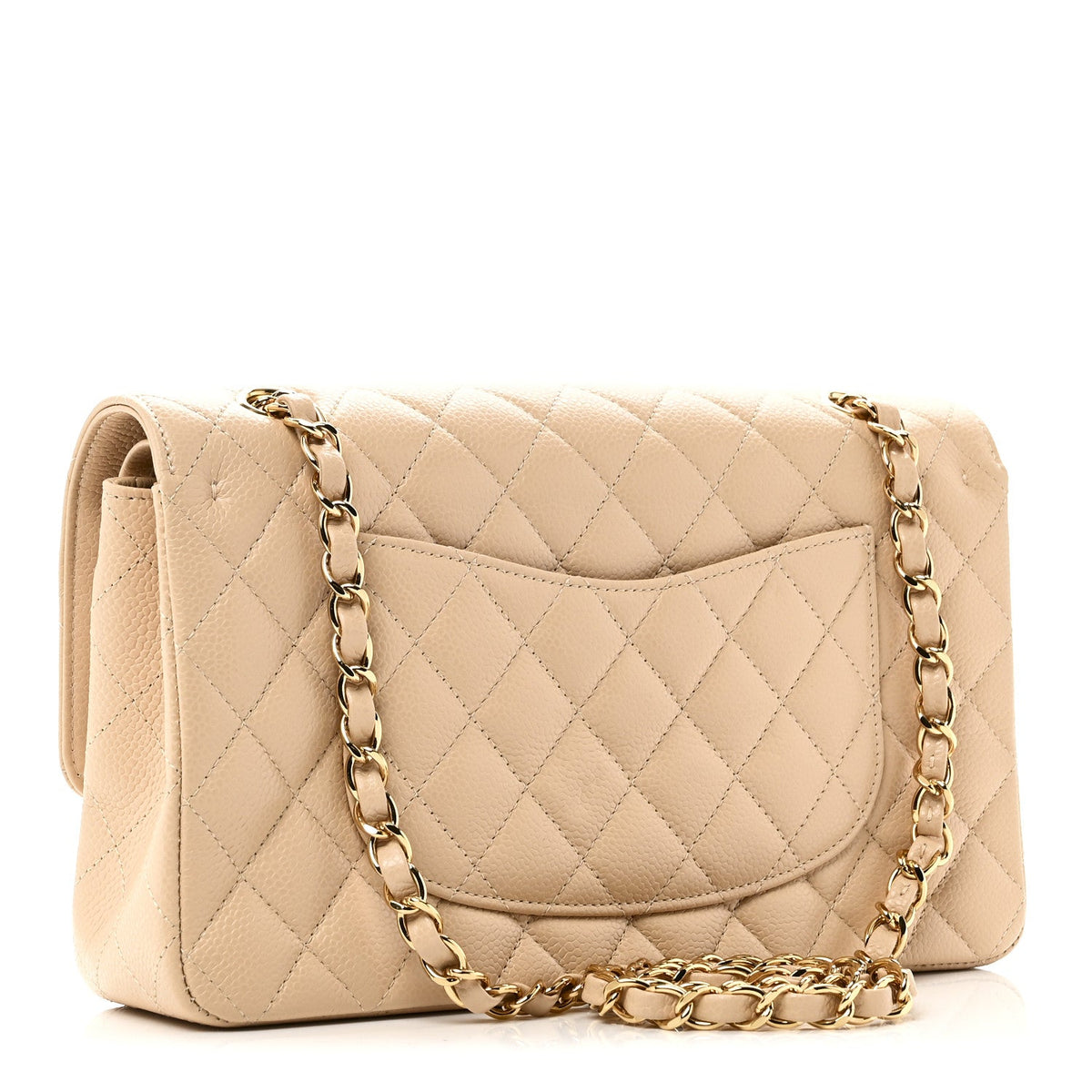 Caviar Quilted Medium Double Flap Beige At My store