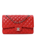 Caviar Quilted Medium Double Flap Red At My store