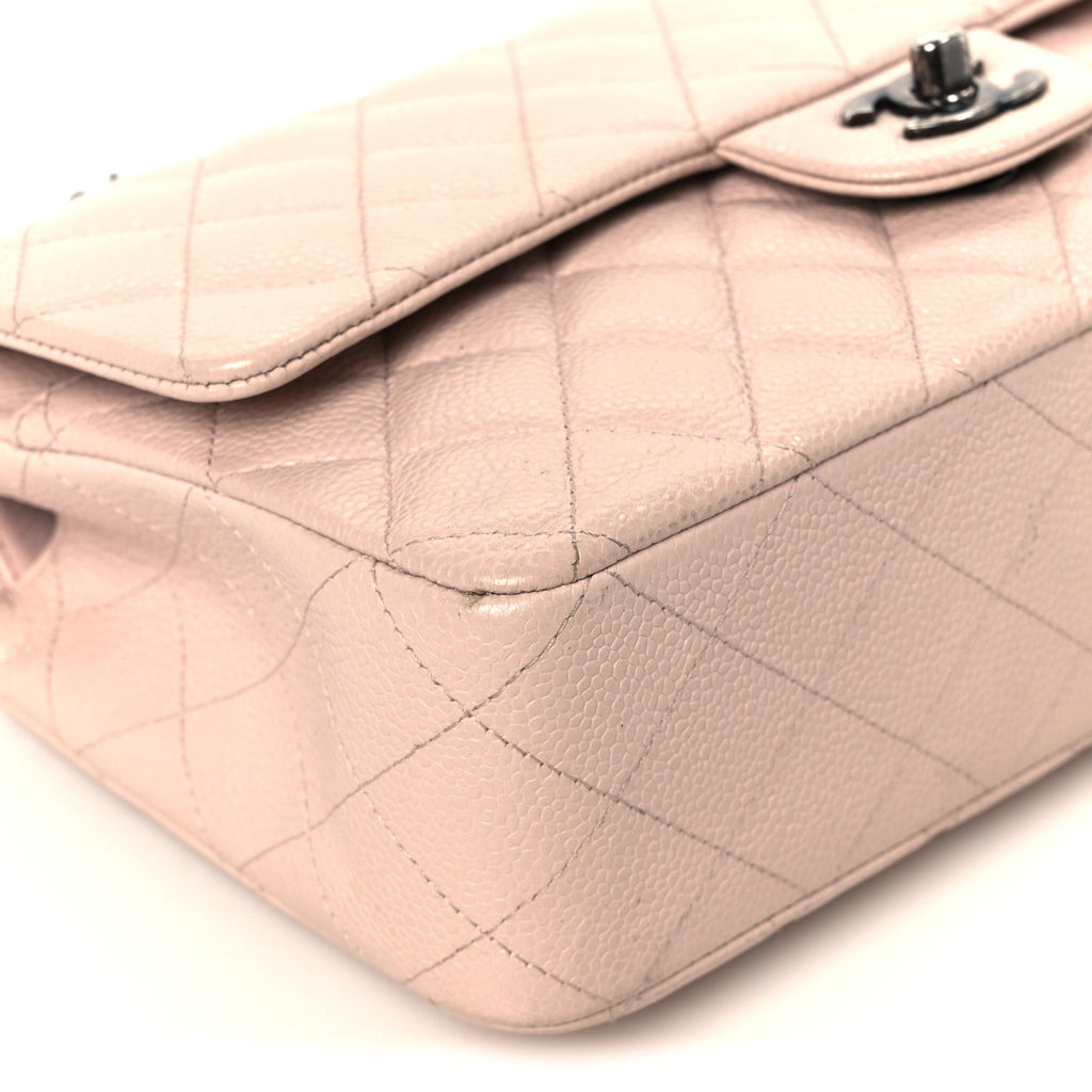 Caviar Quilted Medium Double Flap Light Pink At My store