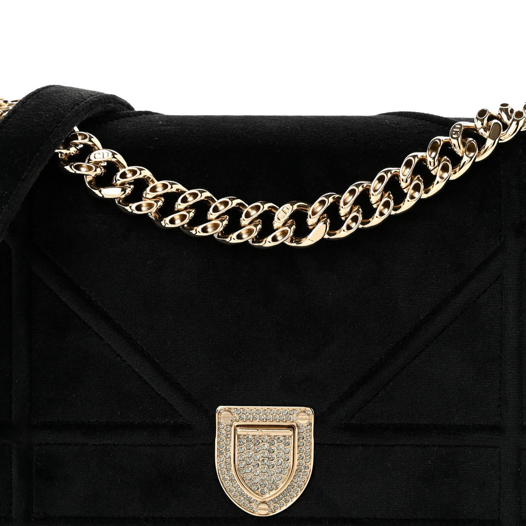 Velvet Small Diorama Flap Bag Black AT My store