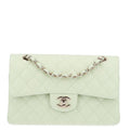 Caviar Quilted Small Double Flap Light Green At My store