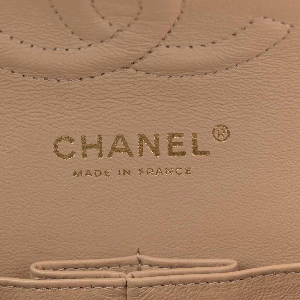 Caviar Quilted Medium Double Flap Beige At My store