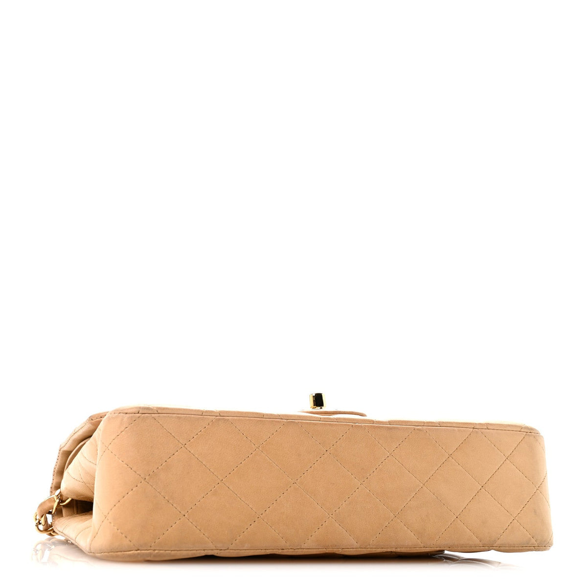 Lambskin Quilted Medium Double Flap Beige At My store