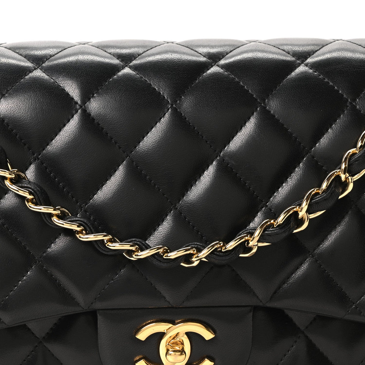 Lambskin Quilted Jumbo Double Flap Black At My store