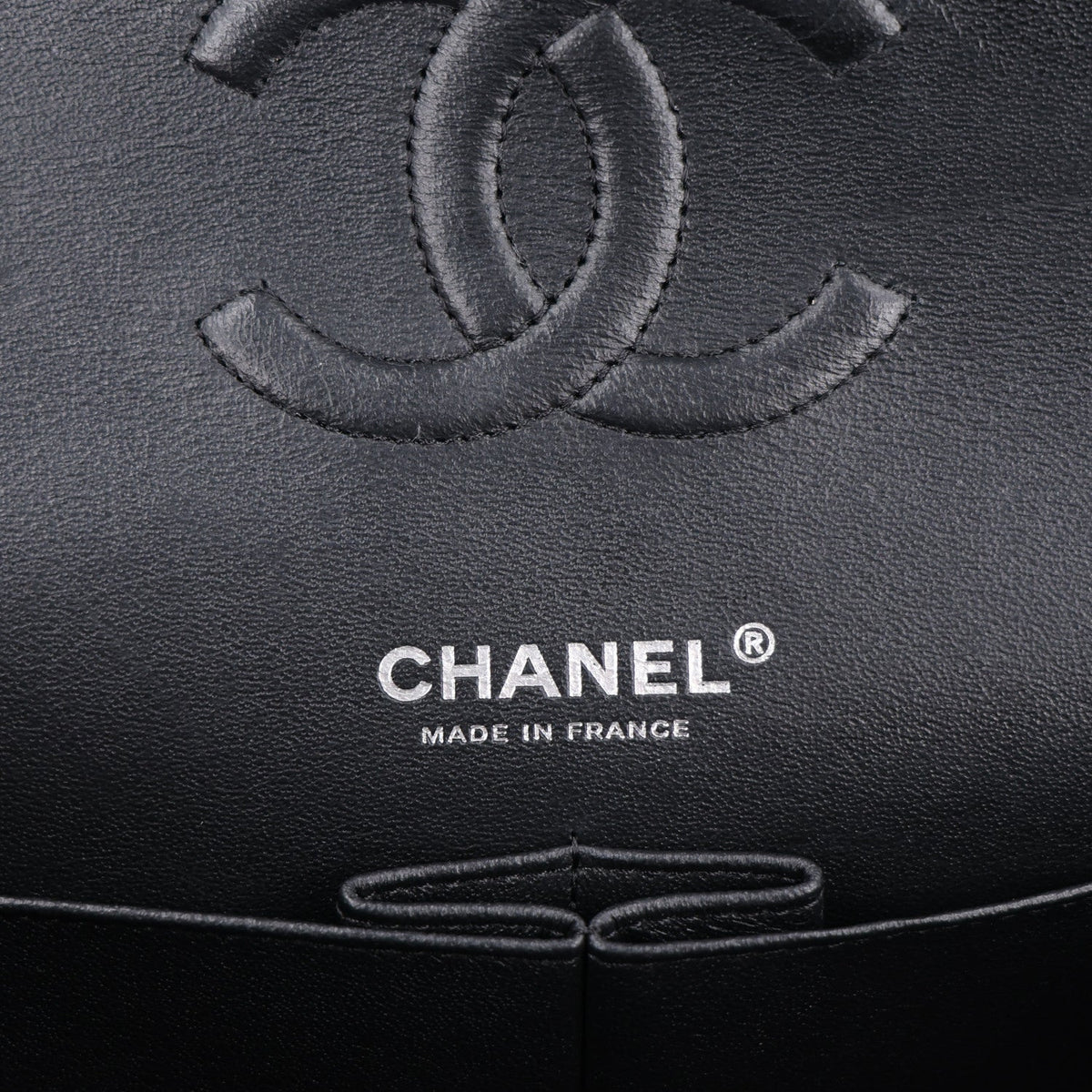 Shiny Crumpled Calfskin Quilted Medium Double Flap So Black At My store