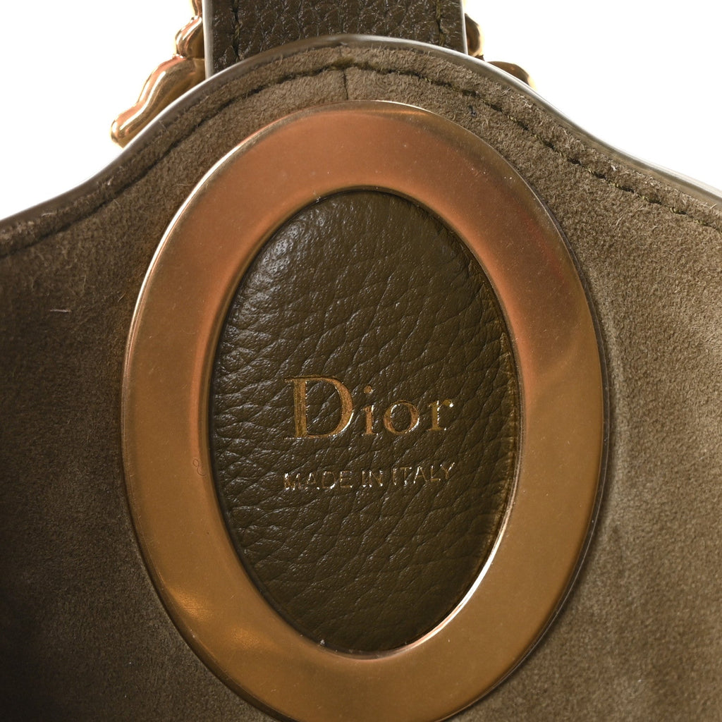 Grained Calfskin Medium Medaillon Bucket Bag Khaki AT My store