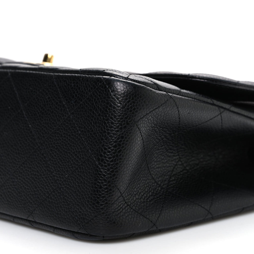 Caviar Quilted Jumbo Double Flap Black At My store
