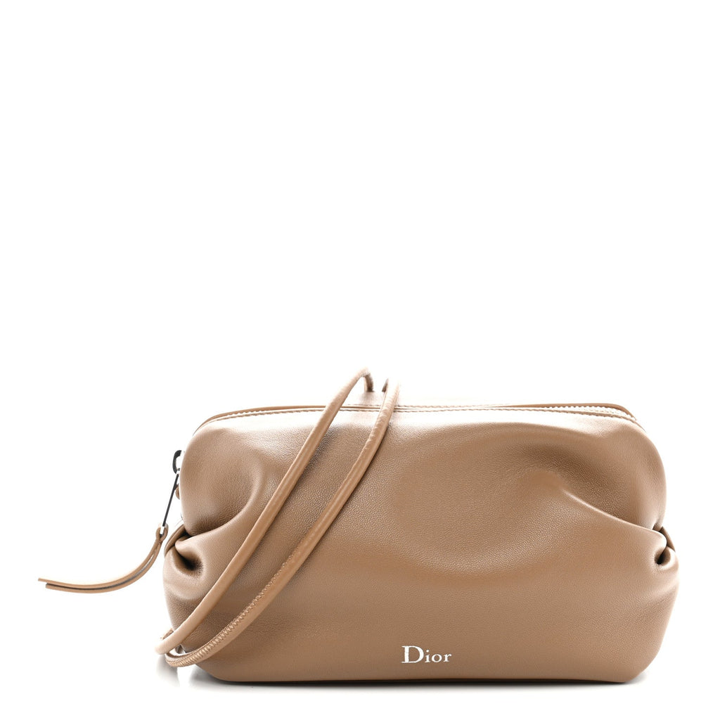 Supple Lambskin Bow Pouch Camel AT My store