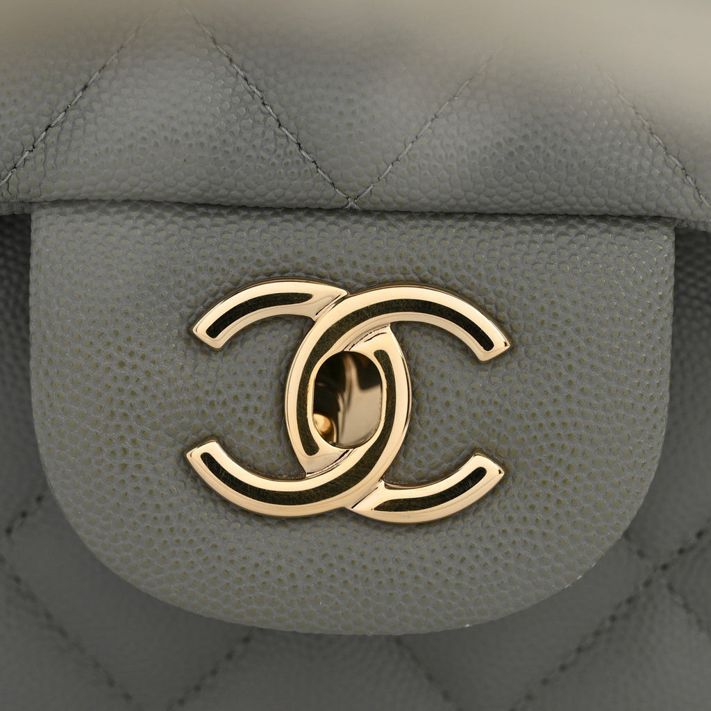 Caviar Quilted Jumbo Double Flap Grey At My store