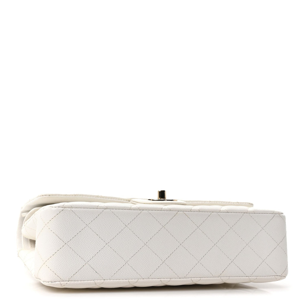 Caviar Quilted Medium Double Flap White At My store