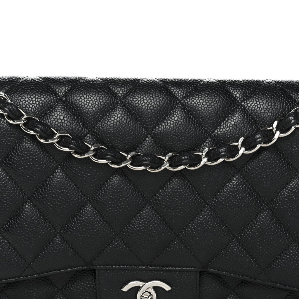 Caviar Quilted Jumbo Double Flap Black At My store