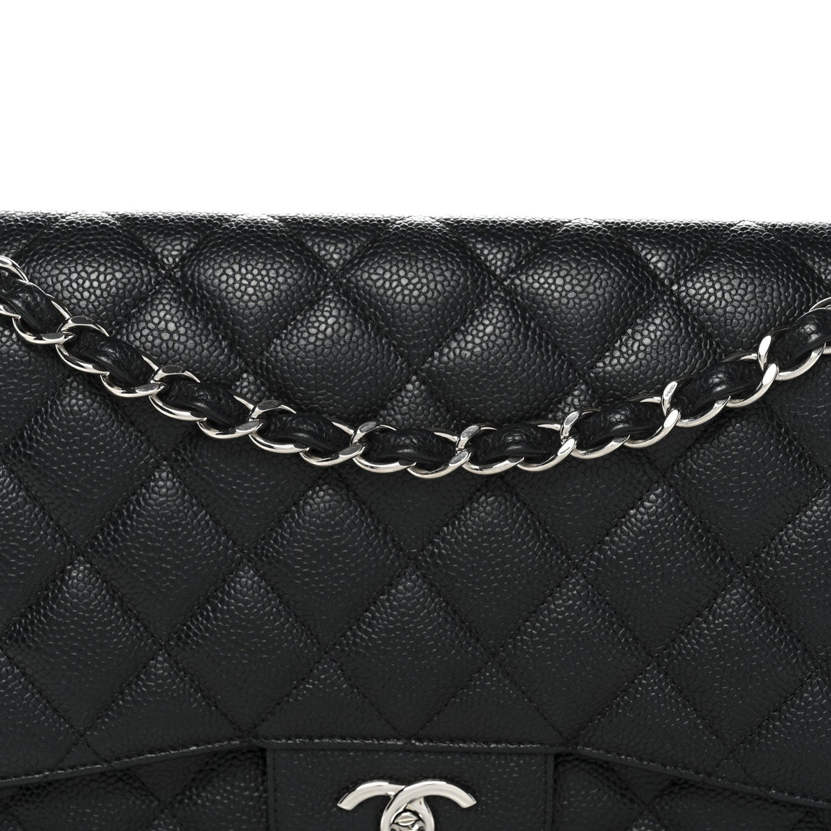 Caviar Quilted Jumbo Double Flap Black At My store