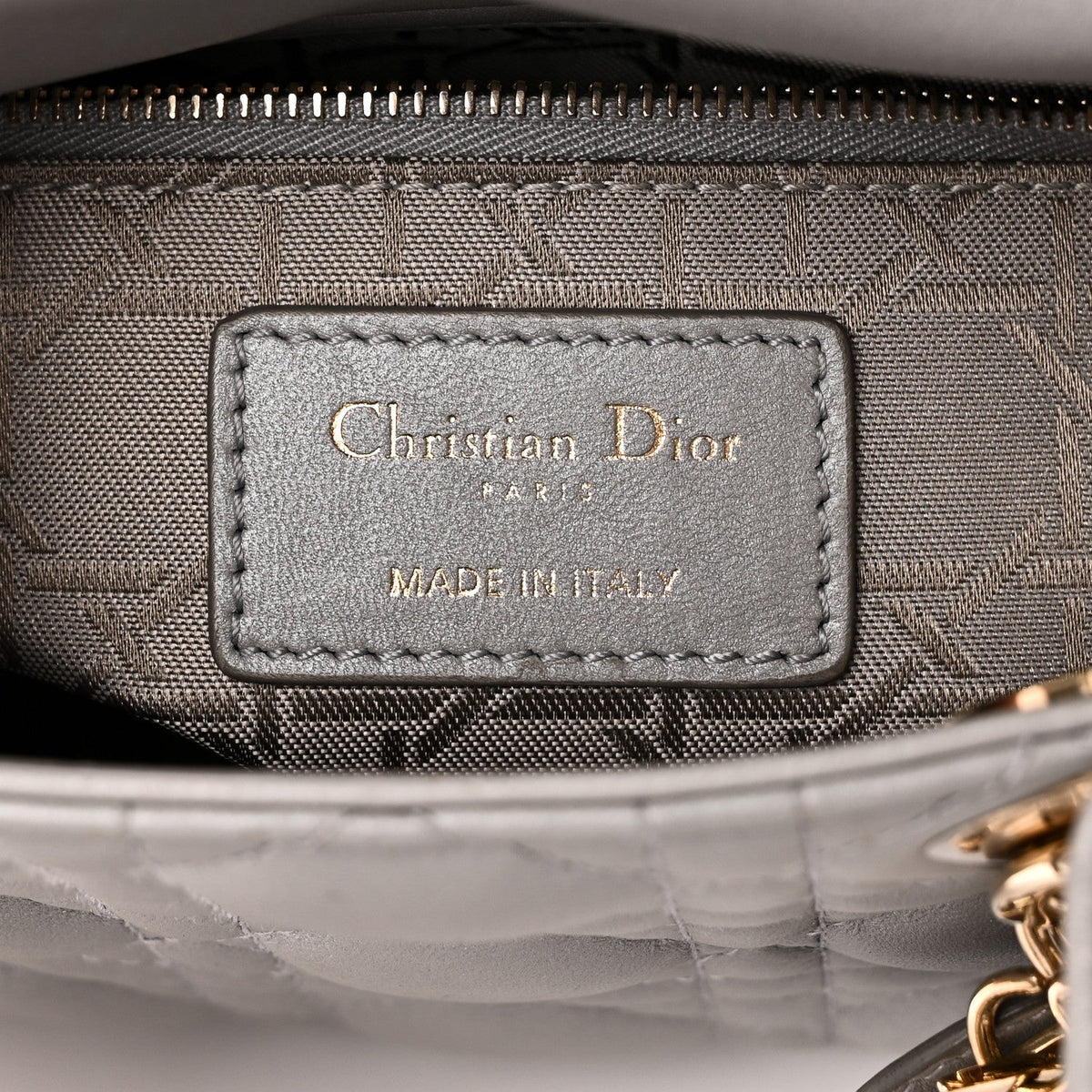 Metallic Lambskin Cannage Mini Lady Dior Grey AT My store