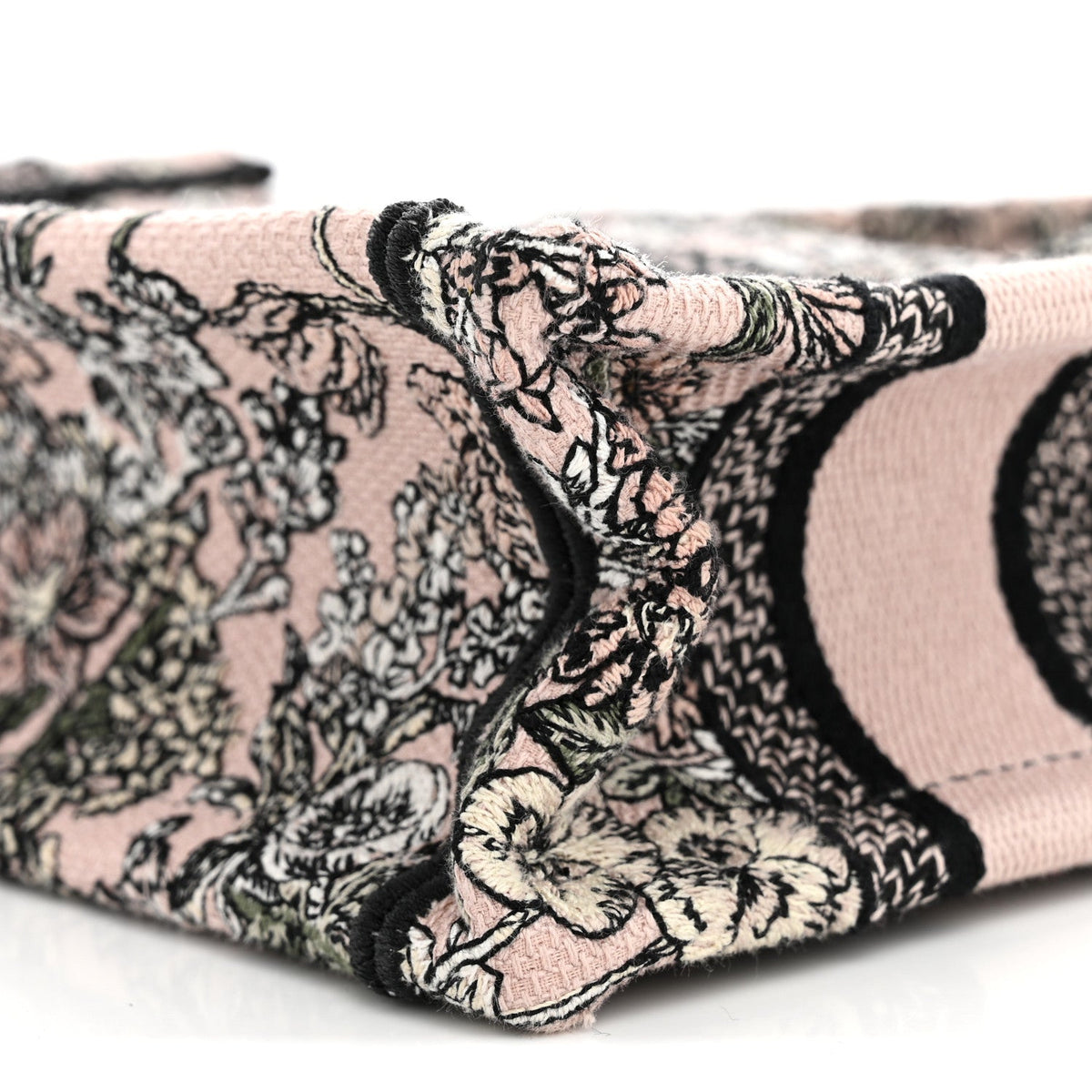 Canvas Embroidered Mini Book Tote With Strap Pink Multicolor AT My store