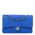Lambskin Quilted Medium Double Flap Blue At My store