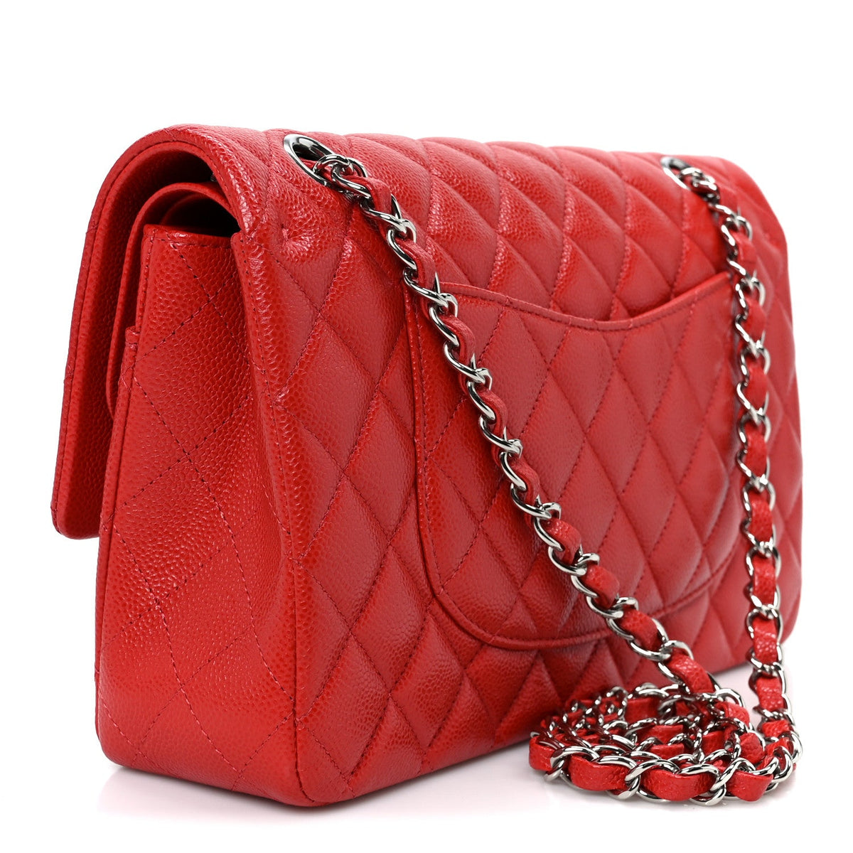 Caviar Quilted Medium Double Flap Red At My store