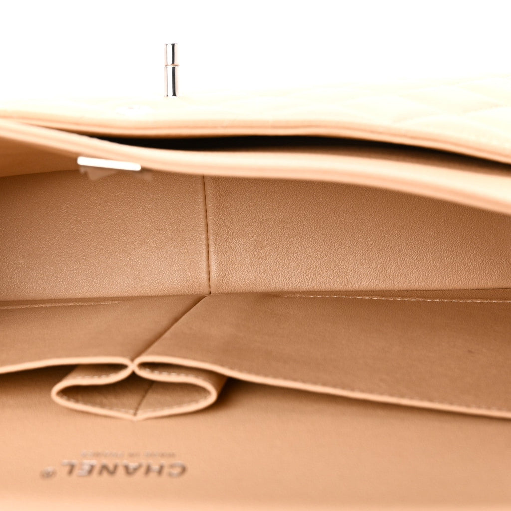 Caviar Quilted Jumbo Double Flap Beige At My store