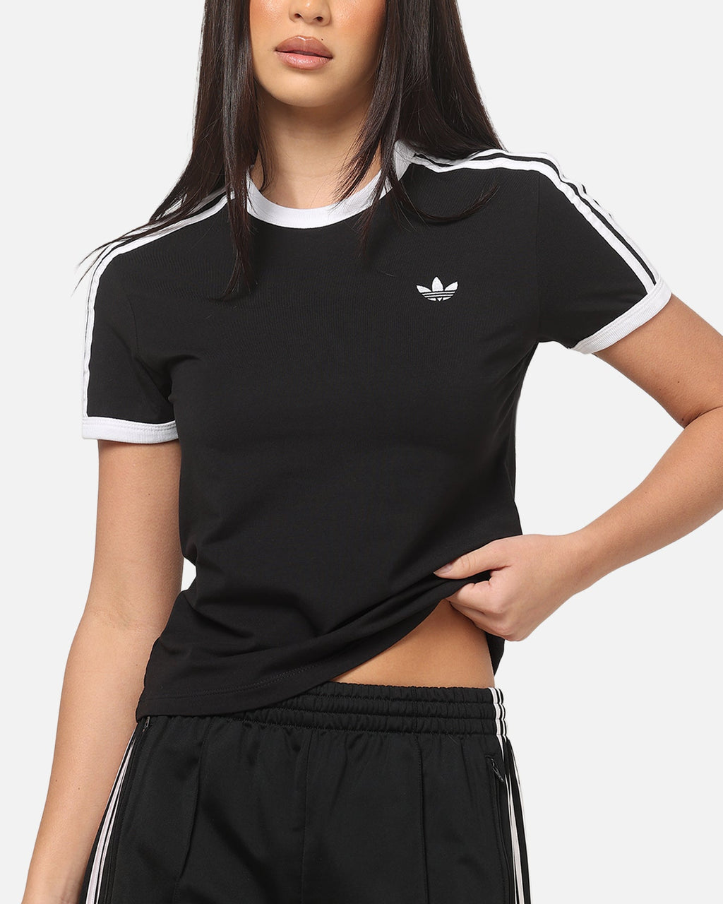 Best-Selling Adidas Women's 3 Stripe Slim T-Shirt Black/White