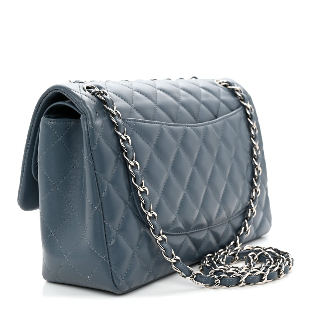 Lambskin Quilted Jumbo Double Flap Dark Blue At My store