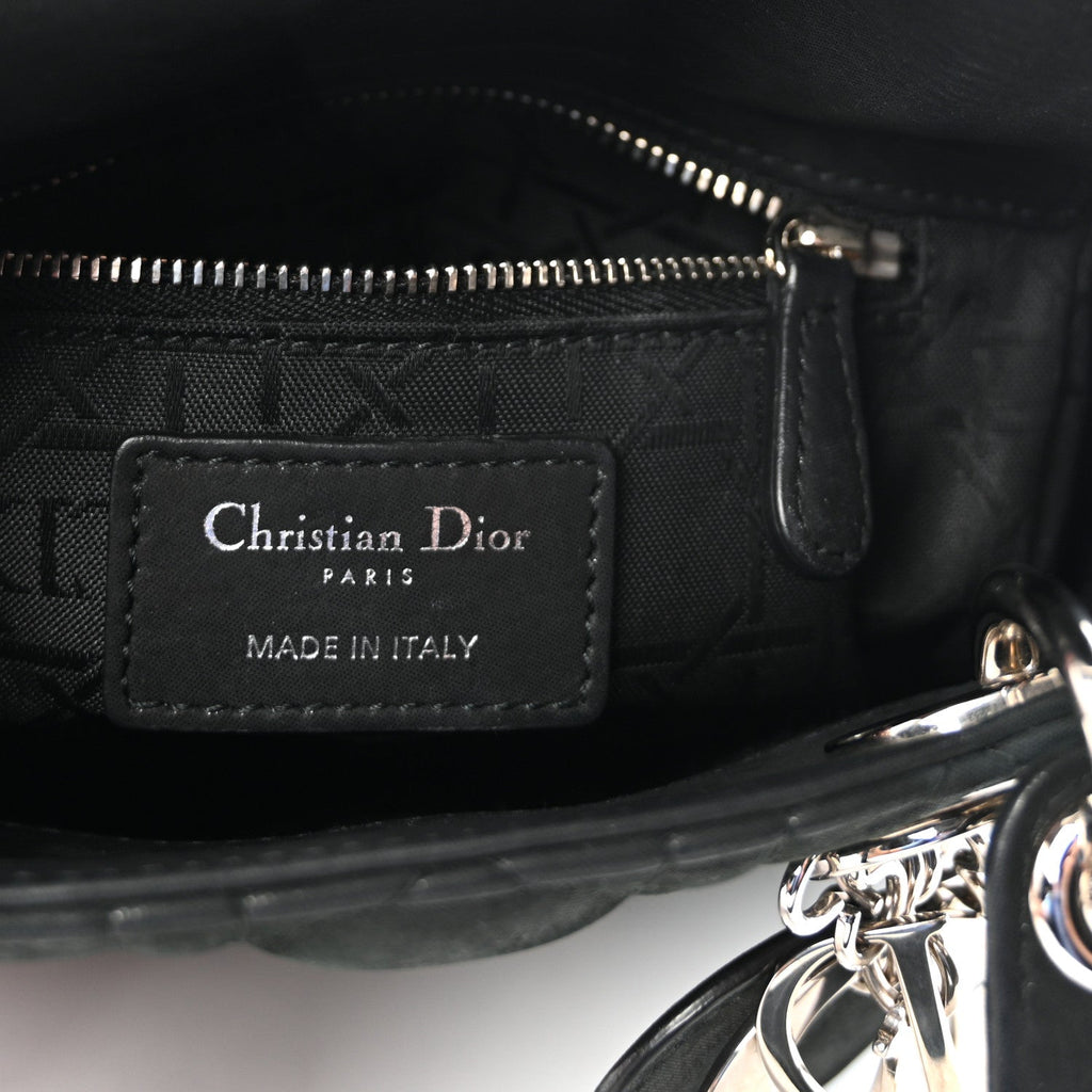 Metallic Calfskin Cannage Mini Lady Dior Black AT My store