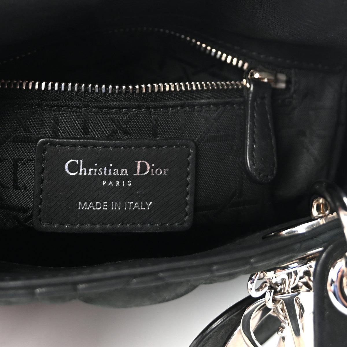 Metallic Calfskin Cannage Mini Lady Dior Black AT My store