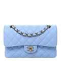 Caviar Quilted Small Double Flap Light Blue At My store