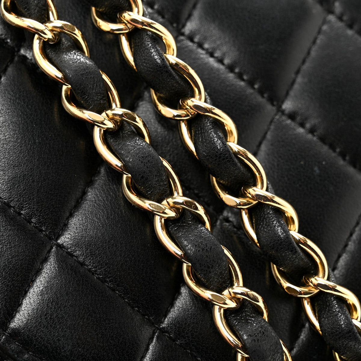 Lambskin Quilted Medium Double Flap Black At My store