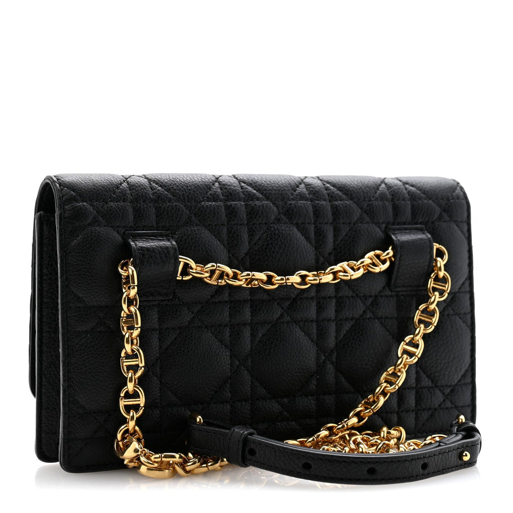 Supple Calfskin Cannage Caro Belt Pouch with Chain Black AT My store