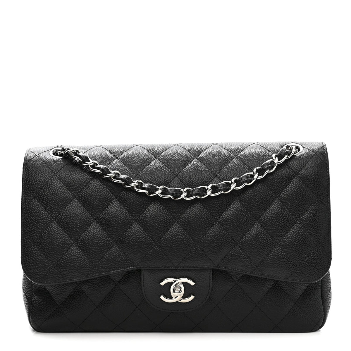 Caviar Quilted Jumbo Double Flap Black At My store