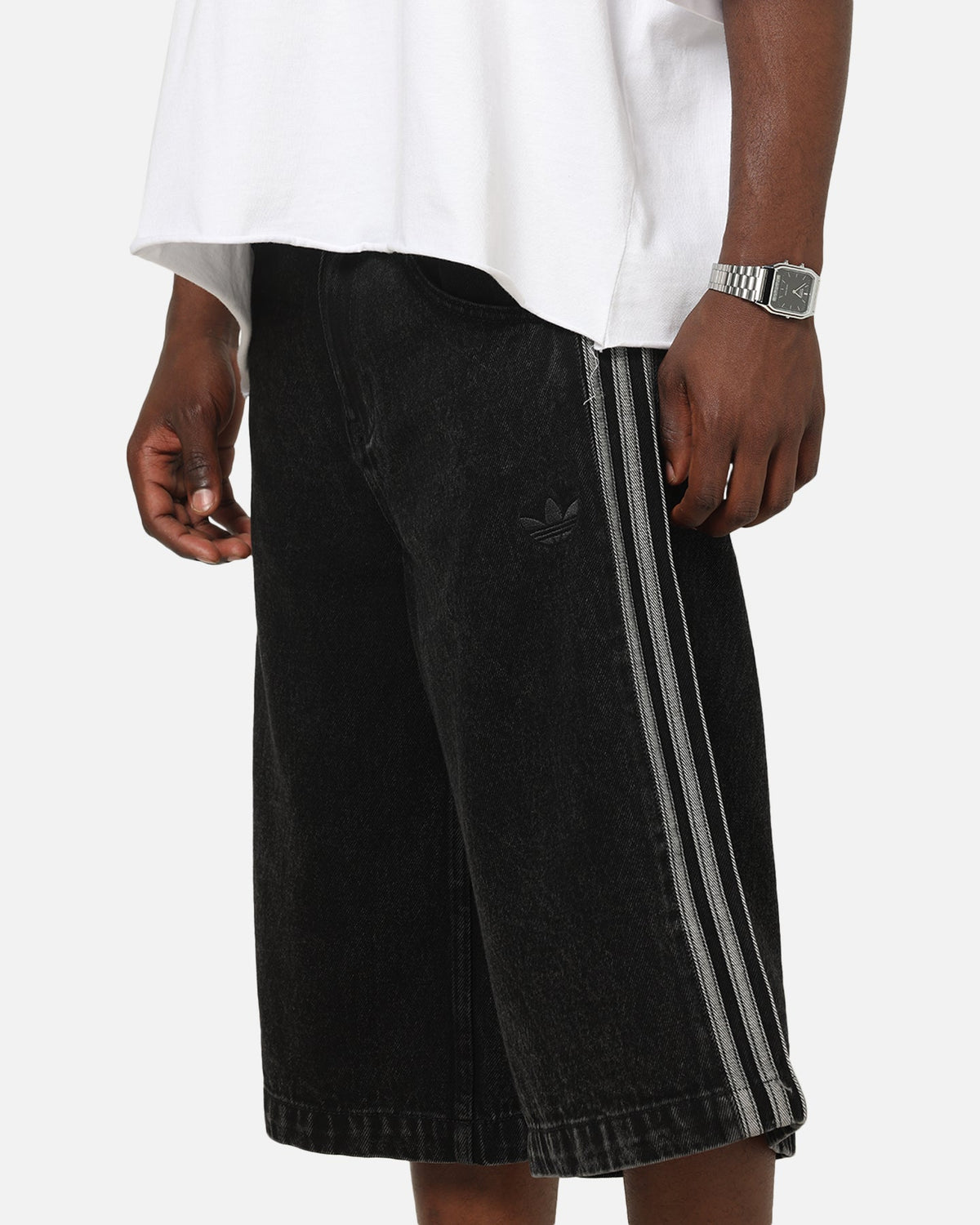 Best-Selling Adidas Firebird Denim Shorts Black Denim