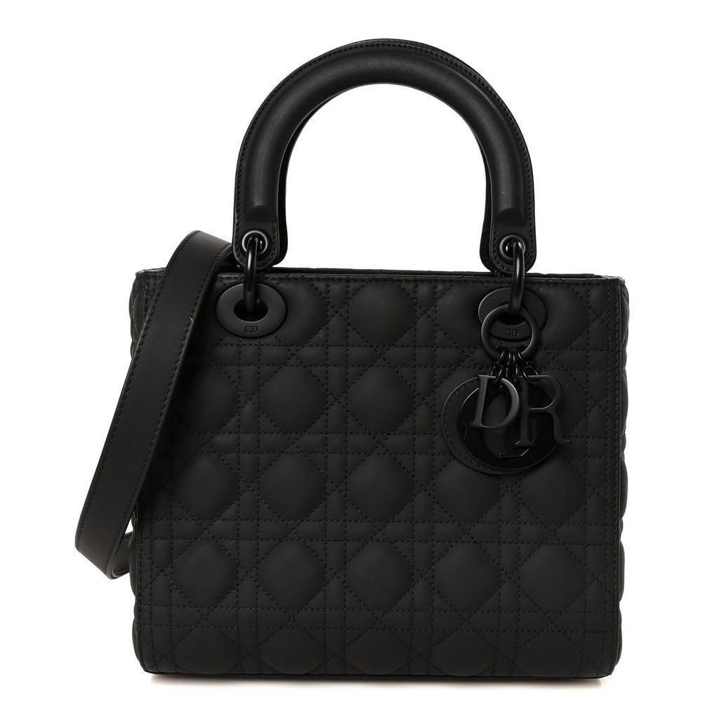 Ultra Matte Calfskin Cannage Medium Lady Dior Black AT My store